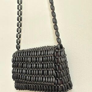 Beautiful handmade Lemaire inspired Brown black wooden Beaded Bag crossbody